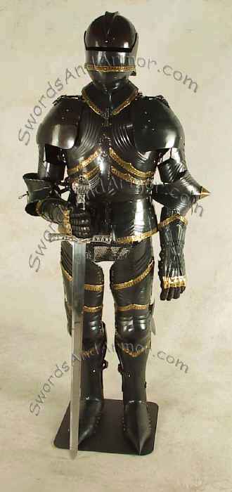 Black German Gothic Suit of Armor - Wearable