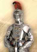 Spanish suit of armor torso with 3 brass lions