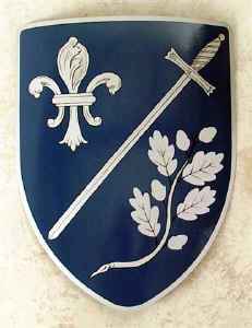 Garner family crest painted on shield