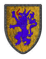 Alphyn medieval shield is purple and gold