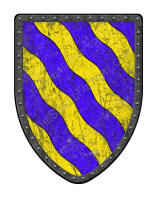 Bendy Wavy medieval shield in blue and gold
