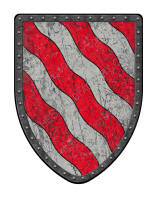 Bendy Wavy medieval shield silver and red