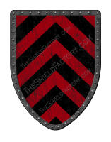 Chevronny of Ten black and gold medieval battle shield