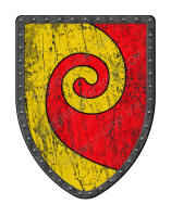 Gyronnant Red and Gold battle shield