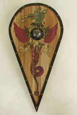 Wooden kite shield with dragon